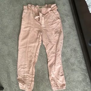 Anthropologie high waisted belted joggers. Like new sz 8 Rose/pale pink